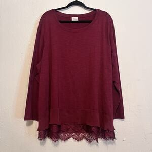 AVA JAMES Red Long Sleeve Blouse‎ Size 3x